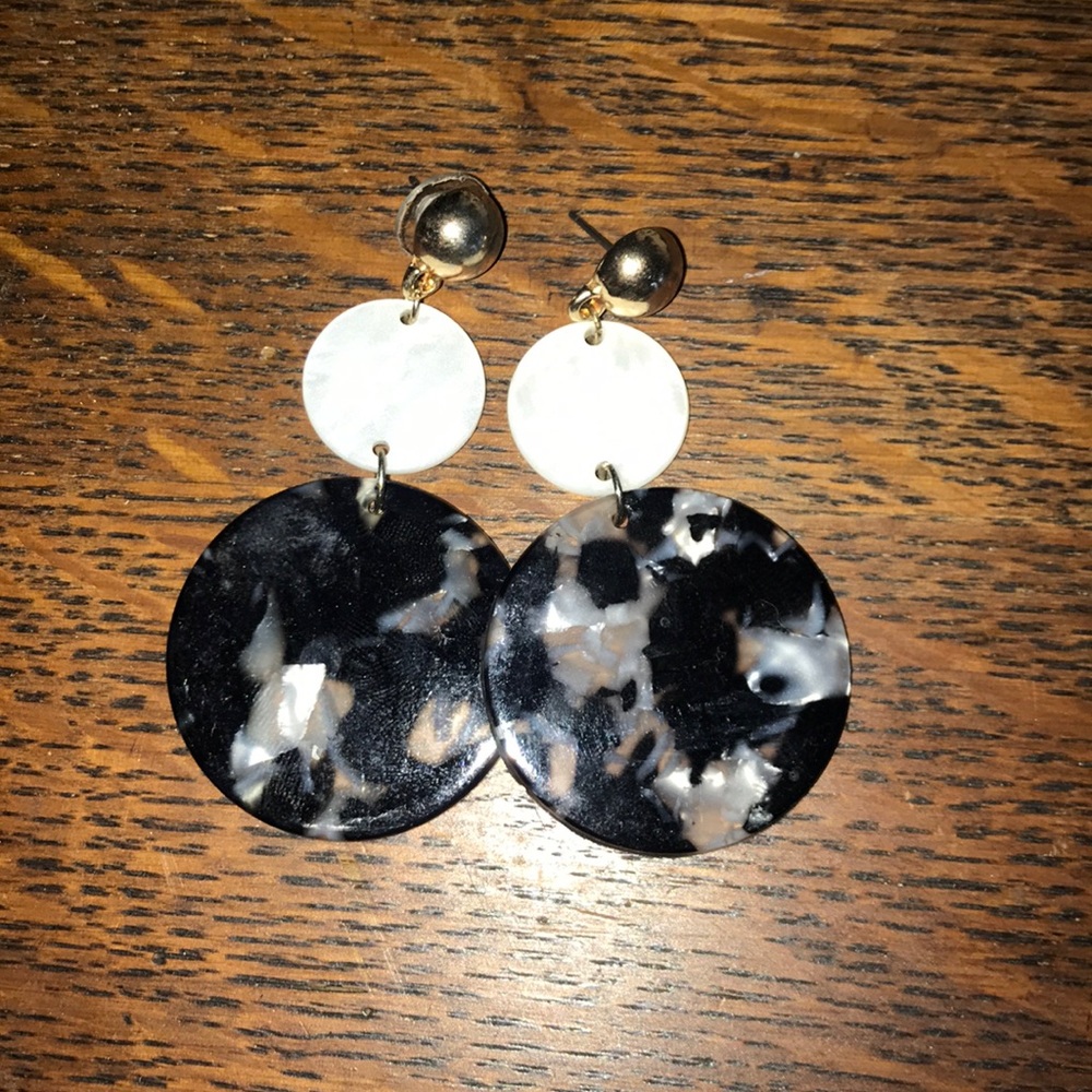 Black and white marble earrings